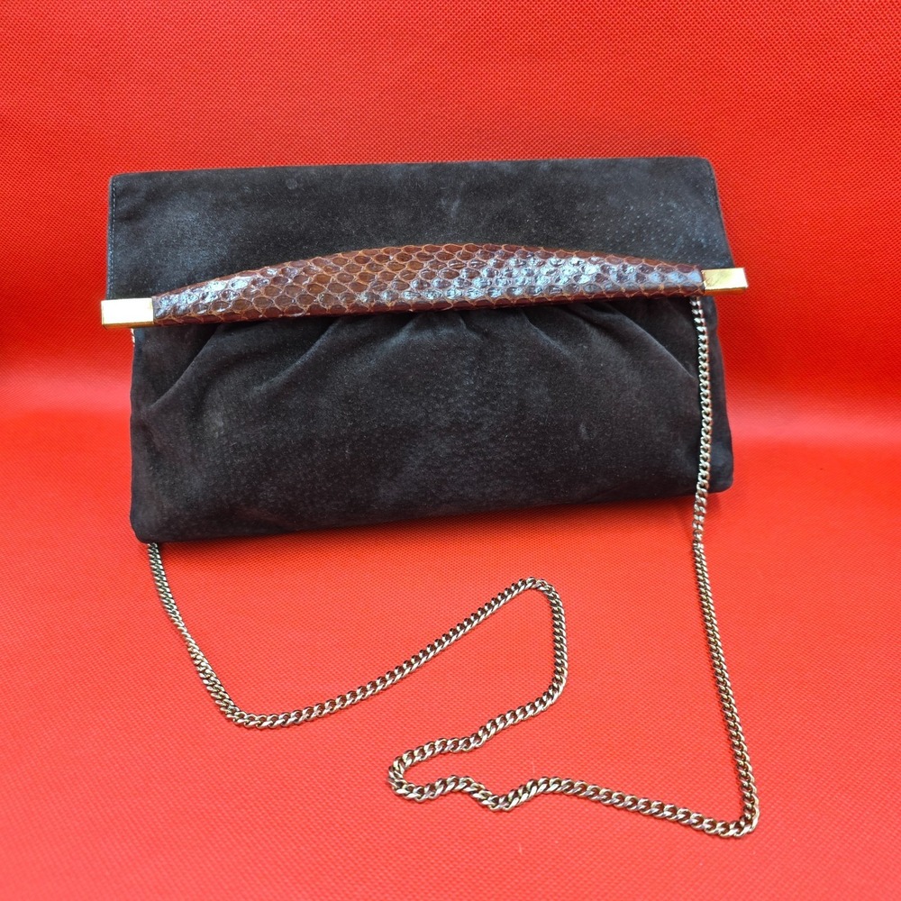 Vintage Bags by Supreme Brown Suede Chain Strap 70's 80's Retro
